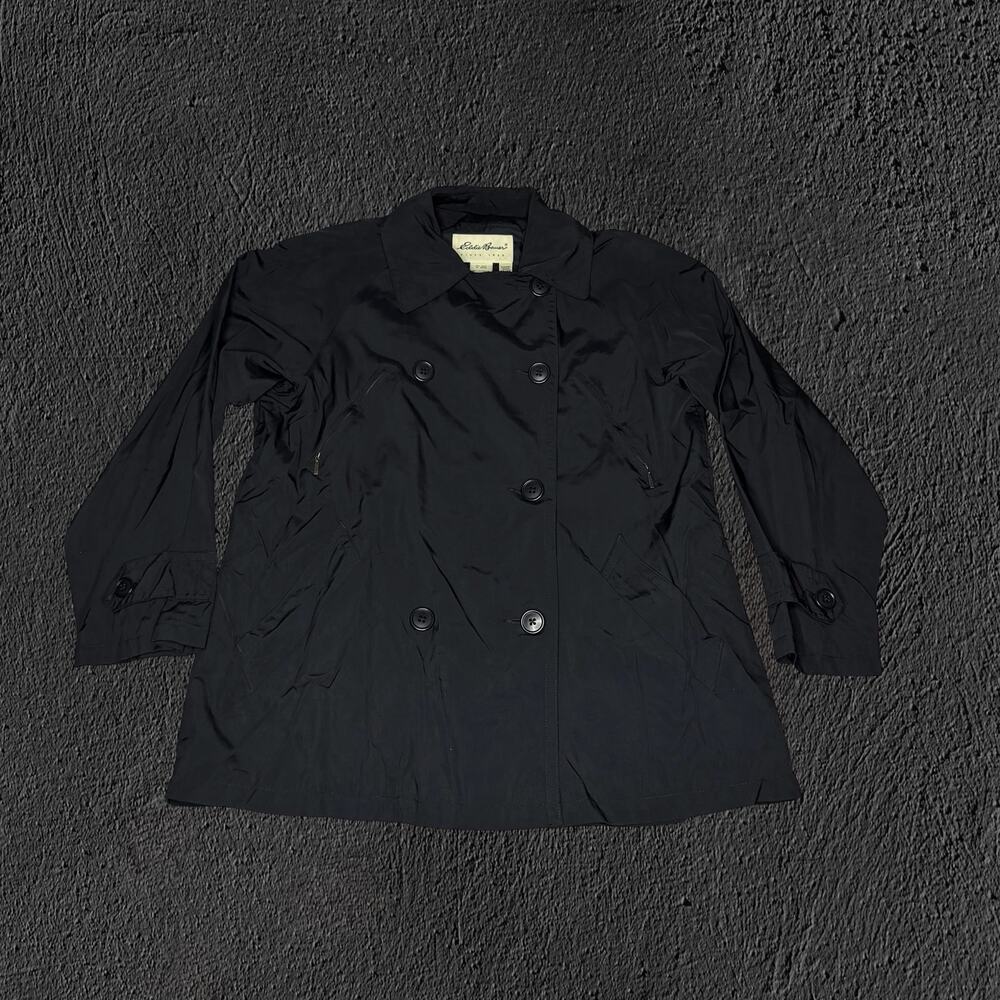 Eddie Bauer black womens double breasted nylon coat jacket